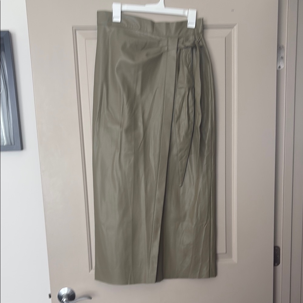 Green faux leather skirt